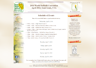2016 World Daffodil Convention Schedule Page